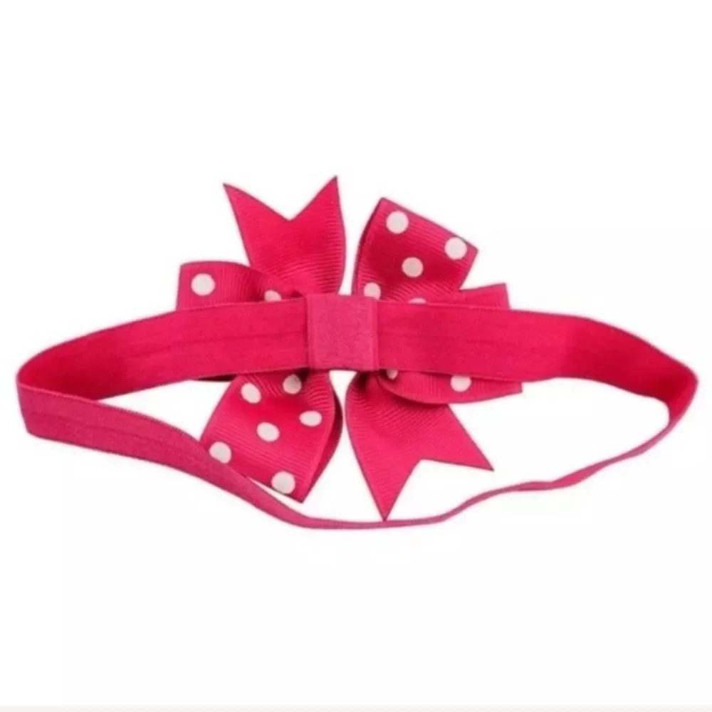 -20- HEADBANDS with 3.5” Polka Dot Pinwheel Bows - Rainbow Assortment
